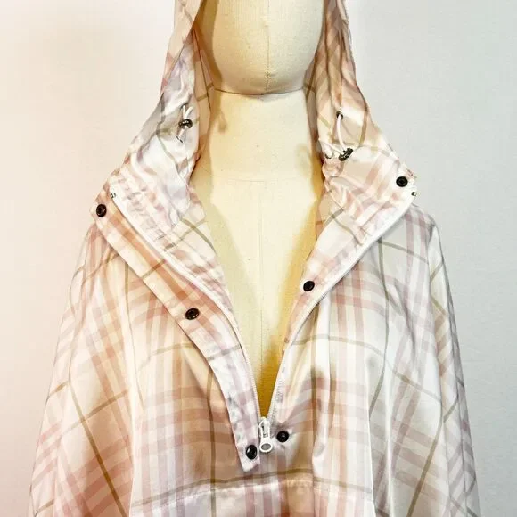 Burberry | Pink Tartan Rain Slicker Poncho folds into carry bag - Picture 8 of 16